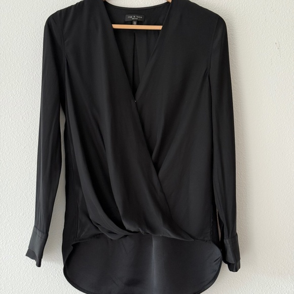 RAG & BONE BLACK SILK BLOUSE - Picture 1 of 9